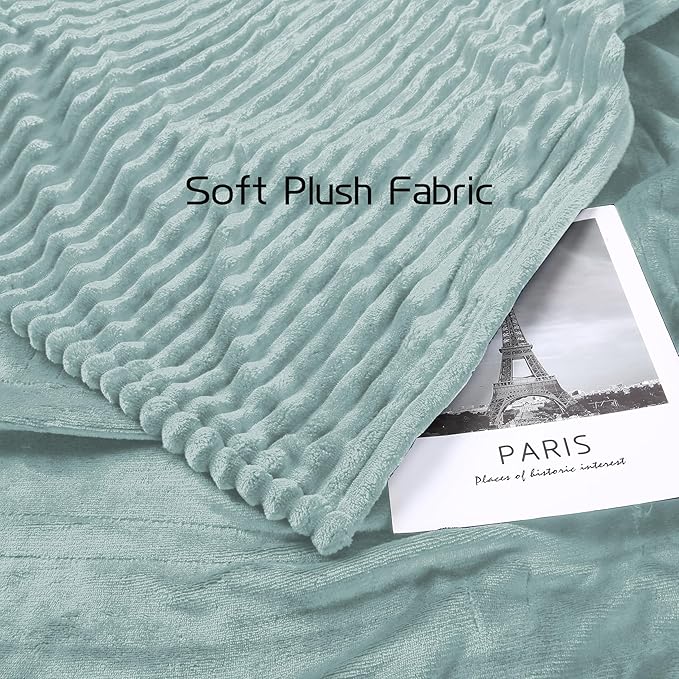 Electric Heated Blanket Full-Size 72x84 Inch - Ultra Soft Silky Flannel with Ribbed Texture, 10 Heating Levels and 12 Hours Auto-Off Feature - Mint Green