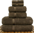 BC BARE COTTON Luxury Hotel & Spa Quality Collection, Highly Absorbent & Quick Dry 100% Turkish Cotton, 750+ GSM, Eco Friendly Towel, Dobby Border Towels (6 Piece, Cocoa)