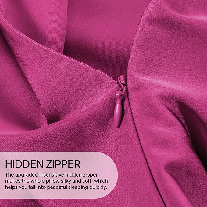 INFIIXSO Mulberry Silk Pillow Cases King Size Set of 2, Silk Pillowcase with Hidden Zipper 20"x36", Extraordinary Smooth and Soft Pillow Case for Hair and Skin(Hot Pink, 2 Pack)