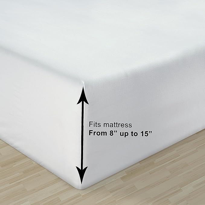 LANE LINEN 100% Organic Cotton Pure White Full Sheets Set, 4-Piece Pure Organic Cotton Long Staple Percale Weave Ultra Soft Best Bedding Sheets for Bed, Breathable, 15" Deep Pocket - White (2 Pack)
