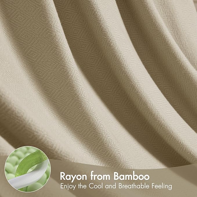 Madison Park King Size Blanket, 70% Rayon Bamboo-Based, 30% Cotton, Breathable for Hot Sleepers Menopause, Ultra Soft and Snag-Resistant, Summer Blanket for Bed or Couch, King 108"x90", Khaki