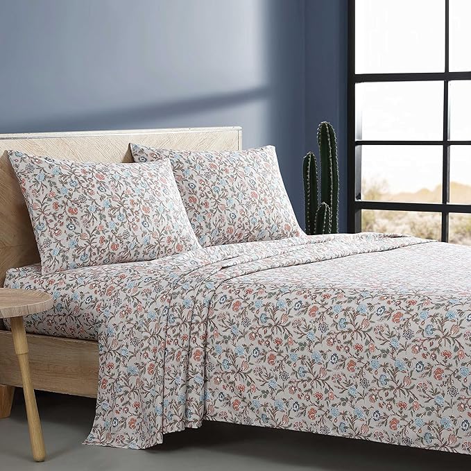 Wrangler - Twin Bed Sheets, Ultra-Soft & Lightweight Bedding with Matching Pillowcase, Lightweight Bed Set for All Season Comfort, Oeko-Tex Certified (Westward Floral Beige)