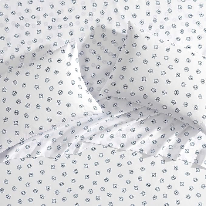 Wrangler - Full Bed Sheets, Breathable & Wrinkle Resistant Bedding, Includes Matching Sham & Pillowcases, Dorm Essentials (Tossed Button Blue)