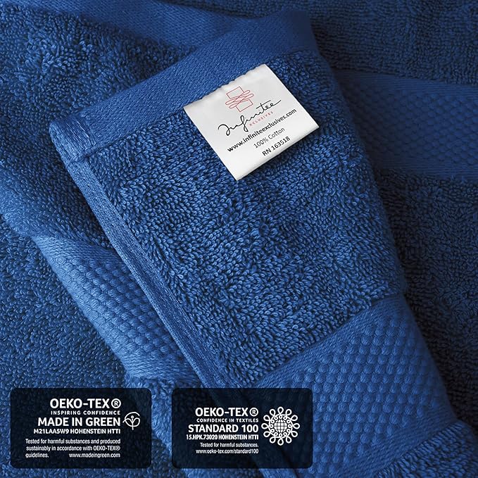 Infinitee Xclusives – Luxury Bath Sheets Towels – 1 Pack 600 GSM (35X70 Inches) – 100% Ring Spun Cotton Large Bath Towels for Bathroom (Tranquil Navy, Bath Sheets - Pack 1)