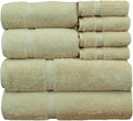 Luxury Hotel & Spa Quality, Highly Absorbent 100% Turkish Cotton, 750+ GSM, Eco Friendly Towel, Bathroom and Kitchen Dobby Border Towels, 2 Bath Towel, 2 Hand Towel, 4 Washcloths (8 Piece, Beige)