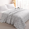 NTBAY 3 Layers Cotton Muslin 106x92 King Bed Blanket, Super Soft Breathable Thermal Yarn Dyed Quilt for Adults, Perfect Lightweight Blanket for Couch Sofa Bed All Seasons, Grey Twisted Line