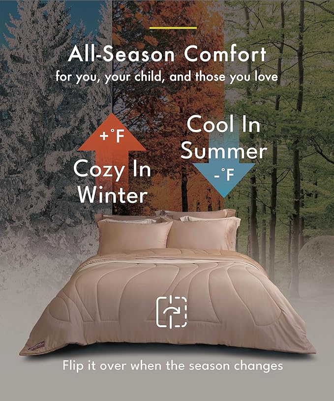 ESCURA Tw® Climate Control Comforter, Full/Queen, German Patented PCM Down Alternative All-Season Design for Hot Sleepers & Night Sweats, Bamboo Lightweight Breathable Hypoallergenic Blanket