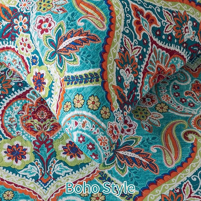 BEDIFANY Cotton Quilt King Size - Lightweight King Size Quilt Bedding Set for a Comfortable Sleep - Reversible Bedspread (98 * 106 in) with Boho Pattern, 3 Pieces