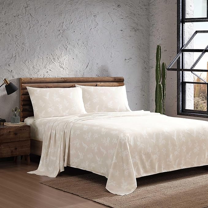 Wrangler - Queen Bed Sheets, Ultra-Soft & Lightweight Bedding with Matching Pillowcases, Lightweight Bed Set for All Season Comfort, Oeko-Tex Certified (Foliage Beige)