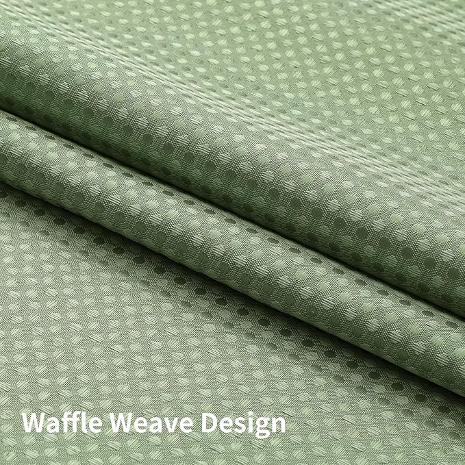 Colorful Star No Hook Shower Curtain with Snap in Fabric Liner, Waffle Weave Heavy Duty Thick Shower Curtains with Mesh Top Window, Hotel Style Waterproof Bathroom Curtain Set, 72'' x 75'', Sage Green