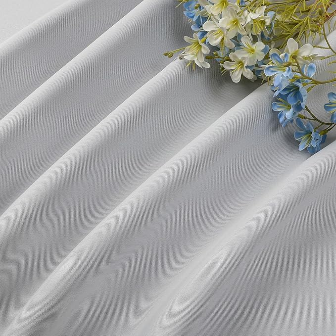 CUCRAF Grayish White Blackout Curtains 54 inch Length 2 Panels Set, Rod Pocket Room Darkening Drapes for Bedroom Living Room, Insulated Thermal Light Blocking Window Curtain (W52 x L54 Inch)
