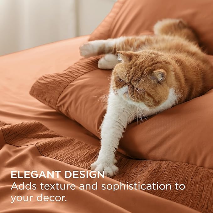 Bedsure California King Sheet Sets - 4 Pieces Soft Cal King Sheets - Breathable & Cooling - Hotel Luxury - Easy Care Polyester Microfiber Bedding for Women, Men, Terracotta