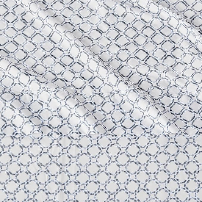 Amazon Basics Lightweight Microfiber 4-Piece Bed Sheet Set, Aqua, Printed, King