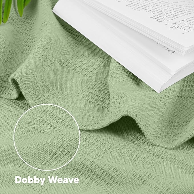 Utopia Bedding Sage Green 100% Cotton Blanket [Twin Size - 90x72 Inch] 350GSM Lightweight, Soft and Breathable Thermal Blanket for All Seasons