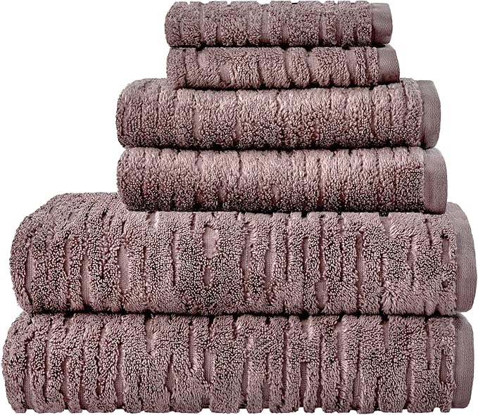 SKL Home CloudSoft Cotton Luxury 6-Piece Towel Set, Soft Plum
