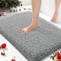 Yimobra Bathroom Rugs Non Slip Washable, Ultra Soft and Water Absorbent Bath Mats, Plush Fluffy Shower Mat Outside, Microfiber Thick Matts for Bathroom Floor/Sink, 24x17, Pure Gray