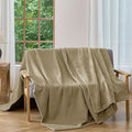 CHUFFED Cotton Waffle Blanket King Size - Plush Milk Velvet & Reversible Waffle Weave,Anti-Static 300Gsm Design，Thick Cozy Soft Winter Blanket for Bed, Couch, Sofa - Khaki, 104x90 Inches