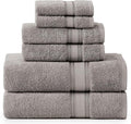 LANE LINEN Luxury Bath Towels Set - 6 Piece 100% Cotton Bathroom Quick Dry Shower Extra Aborbent Towel Super Soft 2 Hand Wash Cloths Space Grey