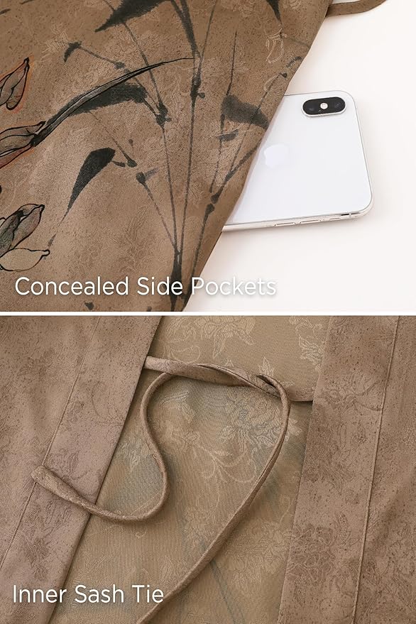 PRODESIGN Kimono Robe for Women - Long Satin Sleepwear Silky Kimono Cover-Up Nightgown Japanese Bathrobe Loungewear Blouse