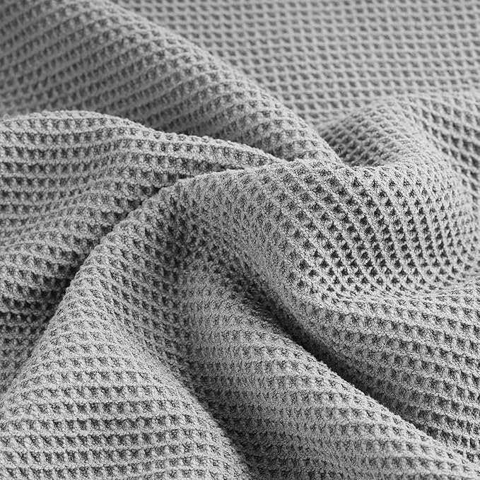 POLYTE Microfiber Oversize Quick Dry Lint Free Waffle Bath Towel for Body, 60 x 30 in, Set of 2