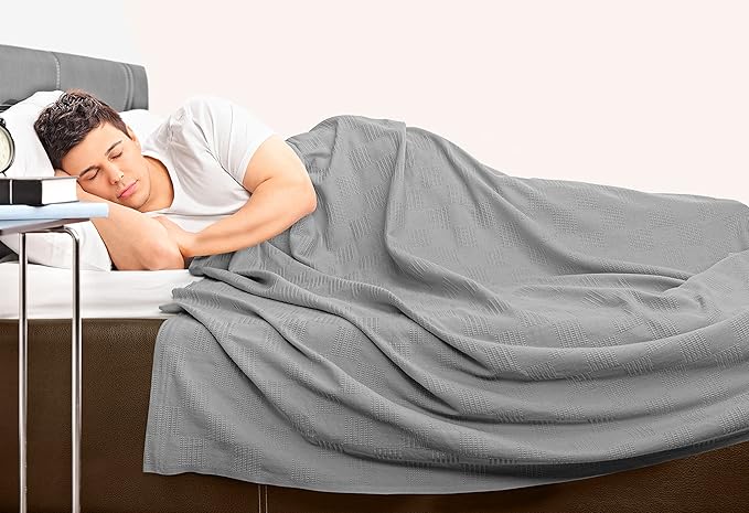 Utopia Bedding Cool Grey 100% Cotton Blanket [King Size - 90x108 Inch] 350GSM Lightweight, Soft and Breathable Thermal Blanket for All Seasons