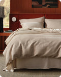 Bedsure Cotton Duvet Cover Queen - 100% Cotton Waffle Weave Khaki Duvet Cover Queen Size, GentleSoft™ and Breathable Tan Bedding Set for All Season, 3 Pieces, 90"x90"