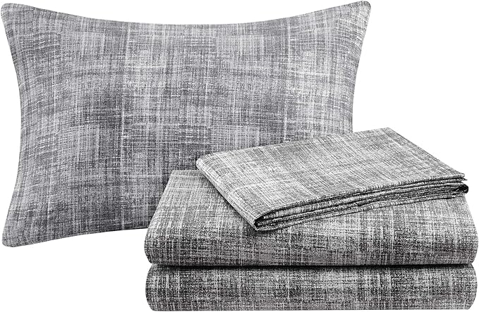 Madison Park Essentials Cal King Comforter Set, Bed in a Bag, Watercolor Print Coastal Comforter & Chambray Cotton Sheet Set, All Season Bedding Set, Saben, Taupe Cal-King (104 in x 92 in) 9 Piece