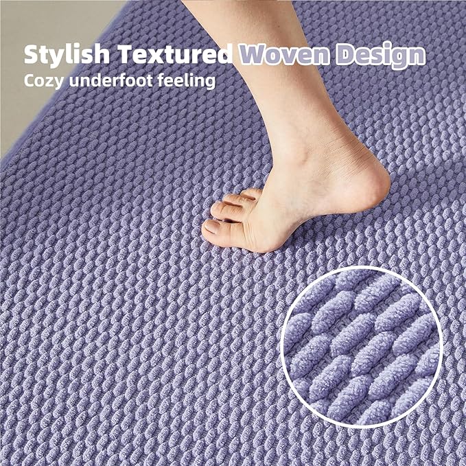 Small Bathroom Rugs, Non Slip Washable Bath Rugs Super Absorbent Bathroom Rug Thin Quick Dry Low Pile Bath Mats, Lavender 12"x12"