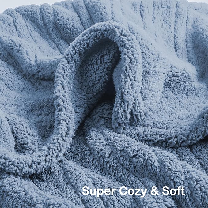 Electric Heated Blanket 6 Heating Settings & 10H Auto Off Full 72×84 Double Sided Plush Sherpa Ultra-Soft Warm Thick, Machine Washable, Fast Heating, Home Office Light Blue