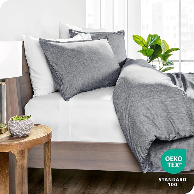 Bare Home Bedding Duvet Cover King Size - Premium 1800 Super Soft Collection - Lightweight, Cooling - Soft Breathable Bedding Duvet Cover (King, Heathered Charcoal)