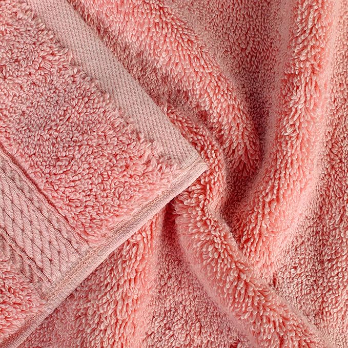 Superior Egyptian Cotton Pile 8 Piece Towel Set, Includes 2 Bath, 2 Hand, 4 Face Towels/Washcloths, Ultra Soft Luxury Towels, Thick Plush Essentials, Guest Bath, Spa, Hotel Bathroom, Tea Rose
