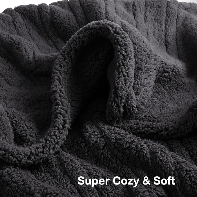 Electric Heated Blanket Queen 84×90 Dual Control, 6 Heating Settings & 1-10H Auto Off, Double Sided Plush Sherpa Ultra-Soft Warm Thick, Machine Washable, Fast Heating, Home Office Dark Gray