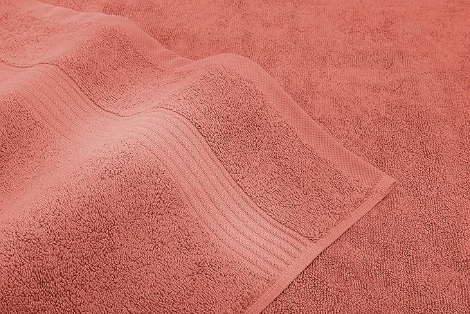 American Veteran Towel, 6 Piece Towel Set for Bathroom, 100% Cotton Turkish Bathroom Towels, 2 Bath Towels 2 Hand Towels 2 Washcloths, Coral