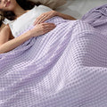Bedsure Cooling Cotton Waffle Queen Size Blanket - Lightweight Breathable Blanket of Rayon Derived from Bamboo for Hot Sleepers, Luxury Throws for Bed, Couch and Sofa, Purple, 104x90 Inches