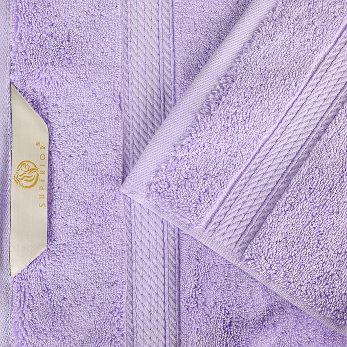 SUPERIOR Egyptian Cotton Pile 9 Piece Towel Set, Includes 3 Bath, 3 Hand, 3 Face Towels/Washcloths, Ultra Soft Luxury Towels, Thick Plush Essentials, Guest Bath, Spa, Hotel Bathroom, Purple