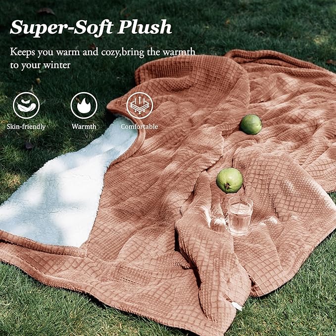 Heated Blanket Electric Blanket Throw 50''X60''-Heating Blanket with 6 Heat Settings-2-10 Hours Auto Off,ETL Certified,Machine Washable (Fog Rose)