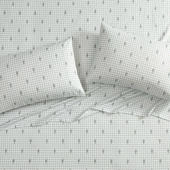 Wrangler - Queen Bed Sheets, Ultra-Soft & Lightweight Bedding with Matching Pillowcases, Lightweight Bed Set for All Season Comfort, Oeko-Tex Certified (Cactus Gingham Green)