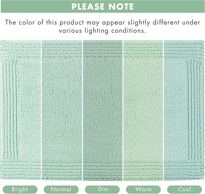 Madison Park Splendor Reversible 100% Cotton Tufted Bathroom Rug-3000 GSM Hotel Quality Luxurious Plush Medium Pile Bath Mat Absorbent, Quick Dry, Shower Room Décor, 17x24 Green