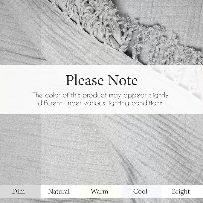 Salt Earth 100% Cotton Muslin Throw Blanket, Gauze Blanket 50"X60" Throw with Tassel 4 Layered for Couch, Bed, Living Room, Lightweight & All Seasons Blankets & Throws, Skin Friendly(Scottish Grey)