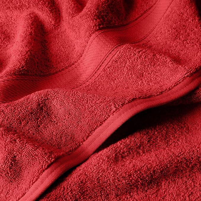 Superior Egyptian Cotton Pile 6 Piece Towel Set, Includes 2 Bath, 2 Hand, 2 Face Towels/Washcloths, Ultra Soft Luxury Towels, Thick Plush Essentials, Guest Bath, Spa, Hotel Bathroom, Red