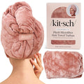 Kitsch Plush Microfiber Hair Towel Wrap for Women - Hair Turbans for Wet Hair, Super Absorbent Drying Towel - Quick Dry, Anti-Frizz - for Long & Short, Wet & Curly Hairs - Terracotta