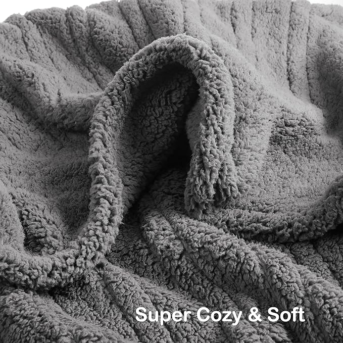 Electric Heated Blanket 6 Heating Settings & 3 H Auto Off Throw Size 50×60 Double Sided Plush Sherpa Ultra-Soft Warm Thick, Machine Washable, Fast Heating, Home Office Light Gray