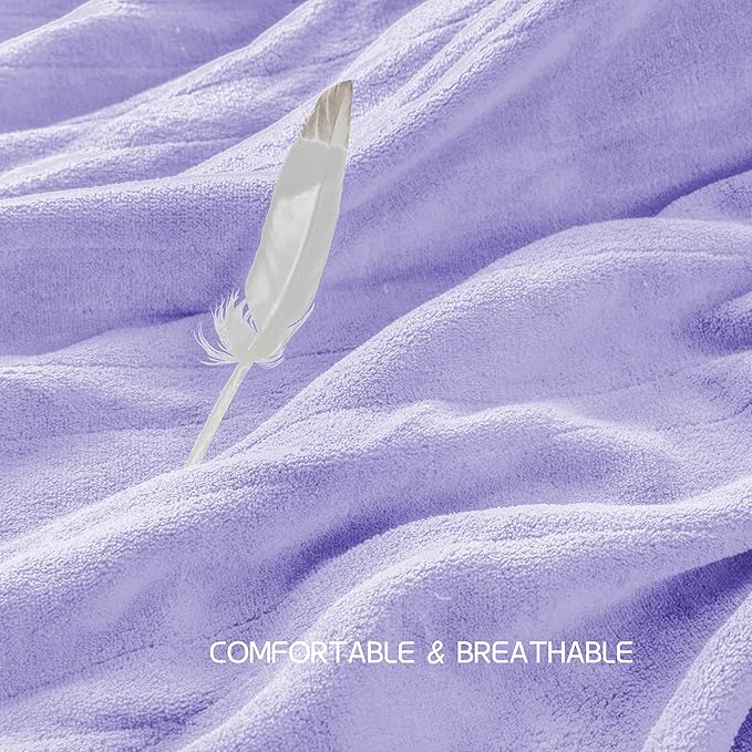 Electric Heated Blanket 84"x90" Queen Size, Soft Coral Fleece, Dual Controllers with 4 Heating Levels and 10 Hours Auto-Off, Machine Washable, Cozy Plush Fabric for Home, Light Purple