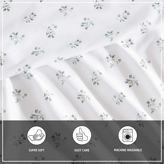 Wrangler - Queen Bed Sheets, Ultra-Soft & Lightweight Bedding with Matching Pillowcases, Lightweight Bed Set for All Season Comfort, Oeko-Tex Certified (Sketchy Ditsy Green)