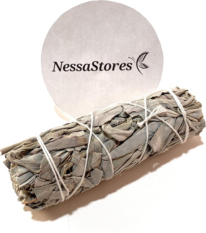 NessaStores 2 California White Sage Smudge Sticks, 4 Inch Hand Tied, All Natural for Home Cleansing, Stress Relief, & Clearing Negative Energy JC-006