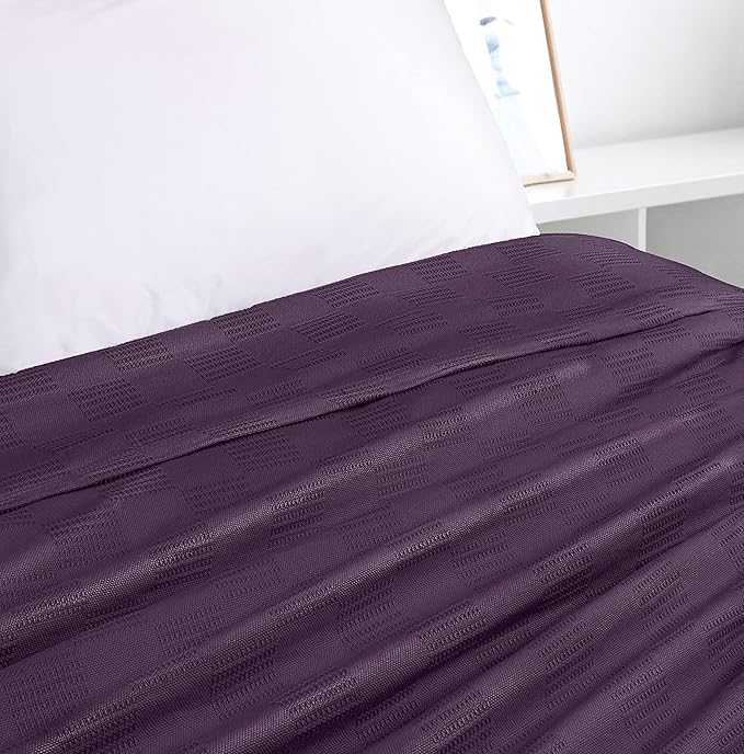 Utopia Bedding Plum 100% Cotton Blanket [Twin Size - 90x72 Inch] 350GSM Lightweight, Soft and Breathable Thermal Blanket for All Seasons