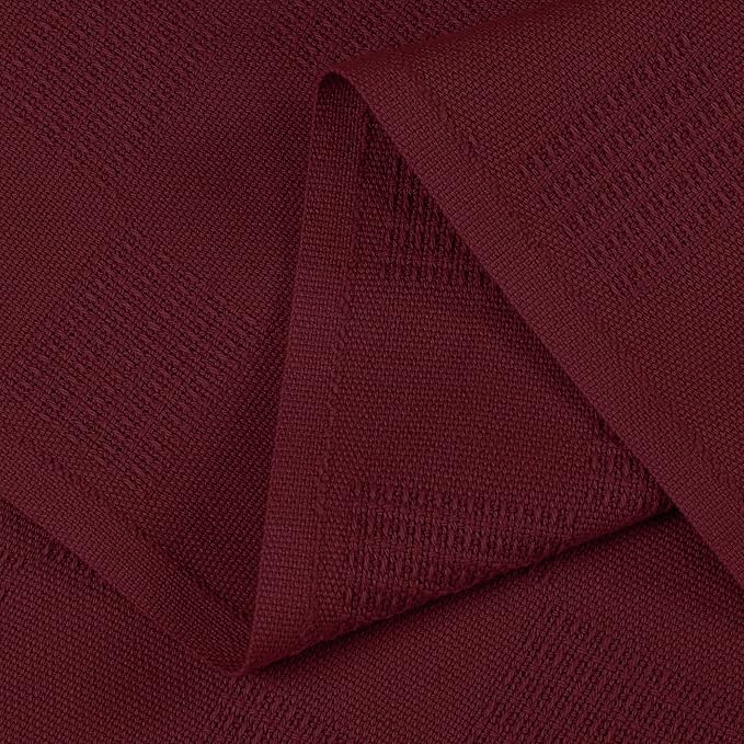 Utopia Bedding Burgundy 100% Cotton Blanket [Queen Size - 90x90 Inch] 350GSM Lightweight, Soft and Breathable Thermal Blanket for All Seasons