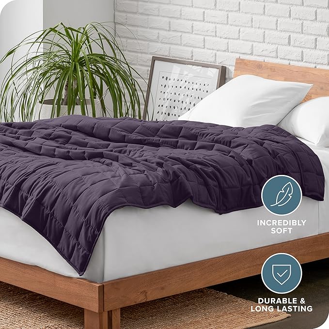 Bare Home Weighted Blanket King Size 30lb (80" x 87") for Adults - All-Natural 100% Cotton - Premium Heavy Blanket Nontoxic Glass Beads (Eggplant, 80"x87")