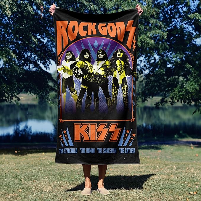 Northwest KISS Gods of Rock Beach Towel, Rock and Roll Pool and Bath Towel, Soft and Absorbent, Quick Dry, 30 x 60 inches