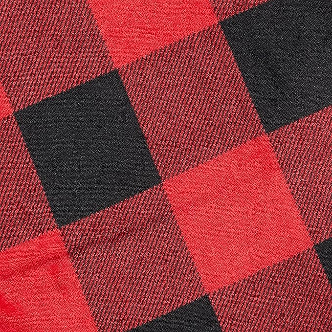 Fleece/Sherpa Throw Blanket - Super Soft Printed Blanket for Couch, Chair, or Bed - Cozy, Luxurious Plush Throw Blanket - Throw 50" x 60", Red/Black Buff Check